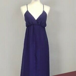 Forever 21 Violet Blue Plunging V Neckline Strappy High Low Chiffon Maxi Dress